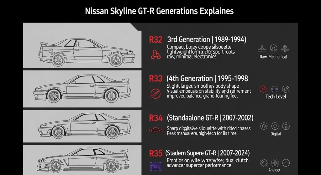 Nissan Skyline GT-R generations by chassis code