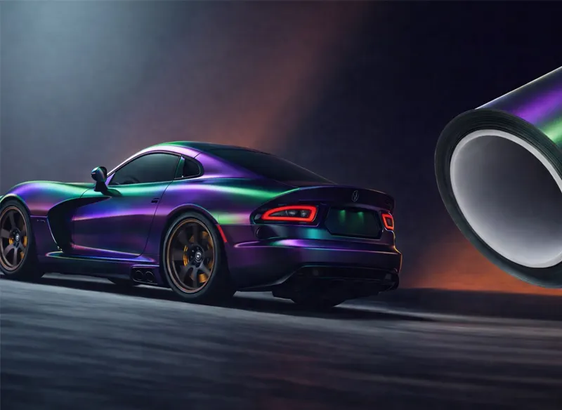 Фиолетово-зелёная радужная виниловая пленка PPF