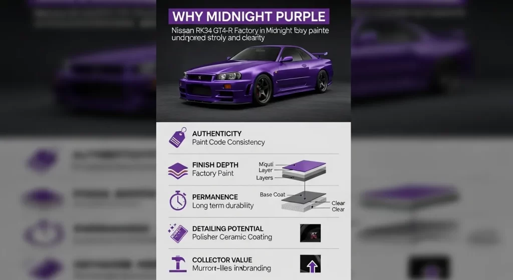 why Midnight Purple paint is the best choice for a Nissan Skyline R34 GT-R