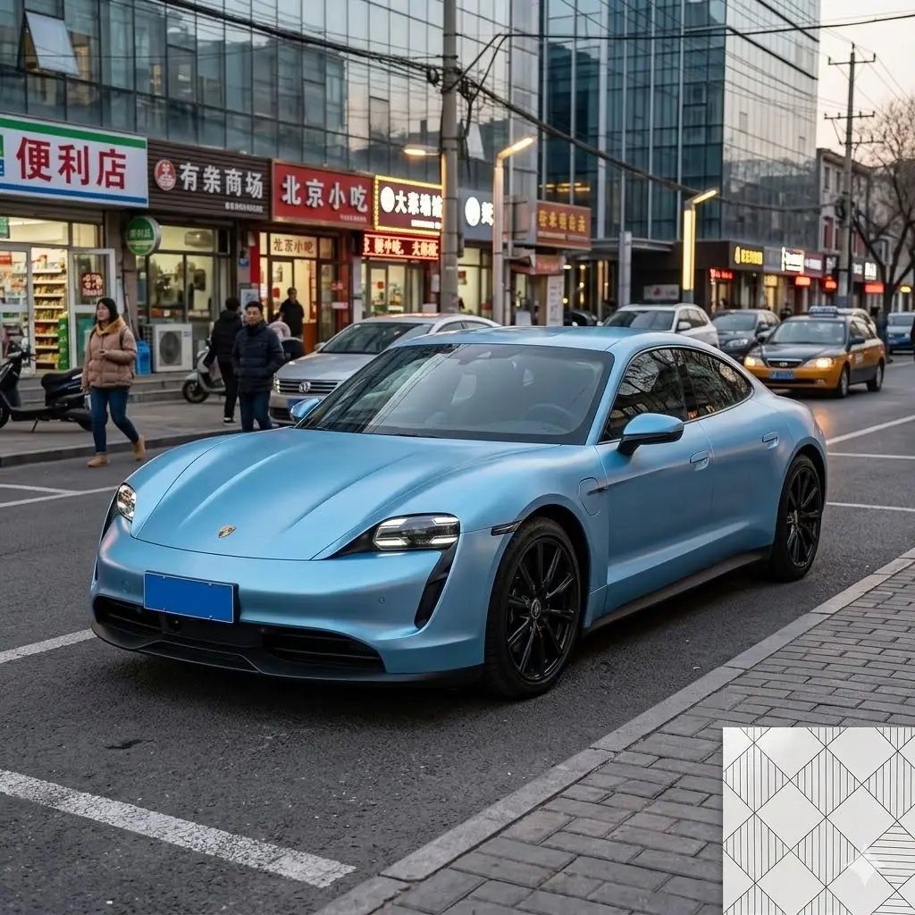 blue car wrap film