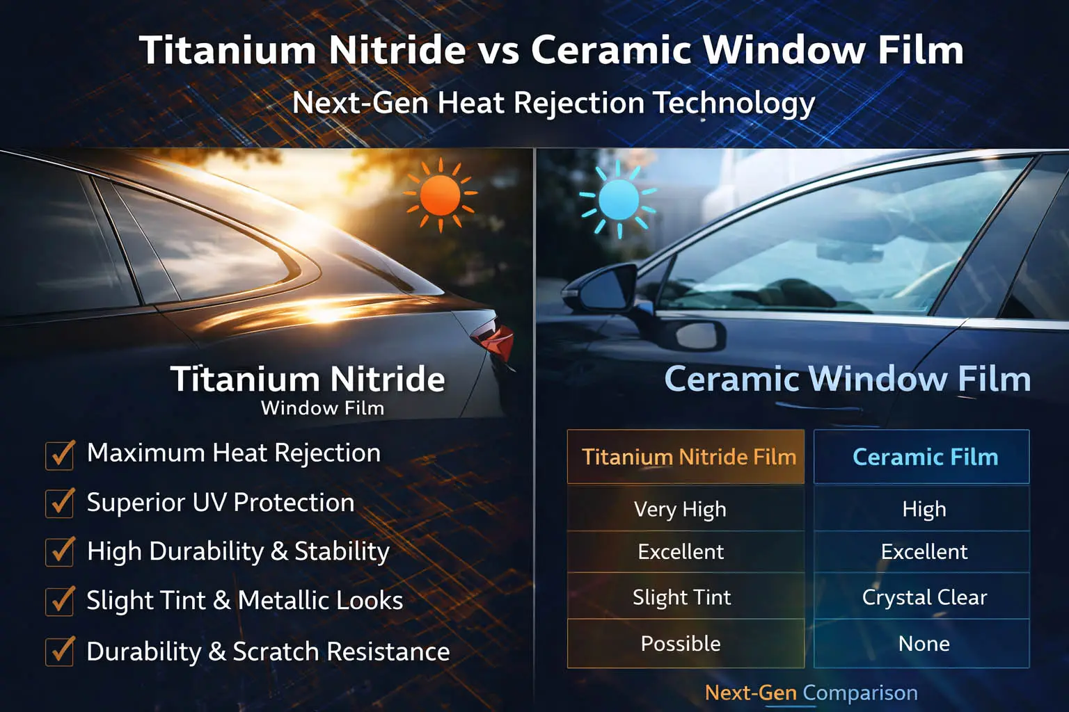 Titanium Nitride vs Ceramic Window Film