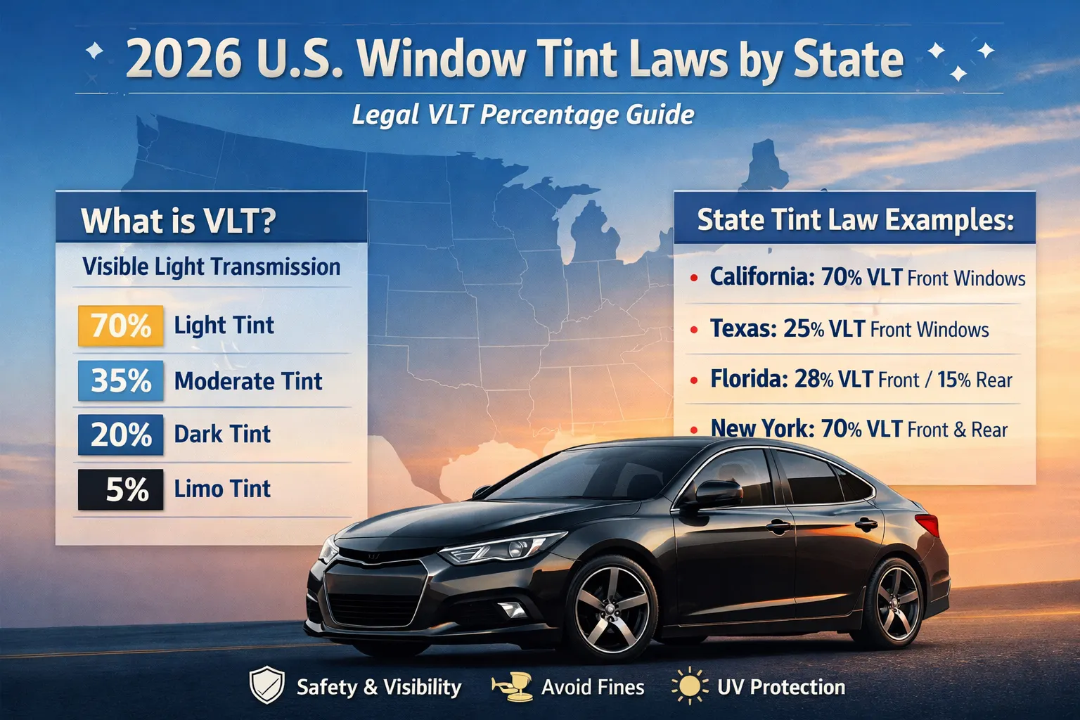 Window Tint Percentages by State